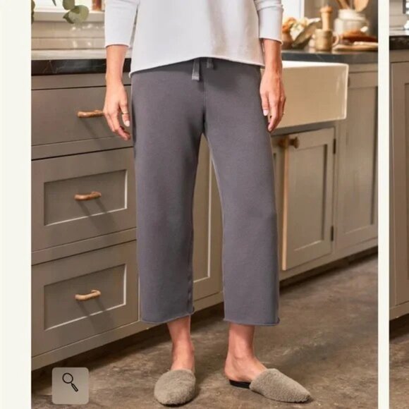 Frank & Eileen Catherine Gray Cropped Sweatpants Size Medium Drawstring Cotton - Picture 1 of 7